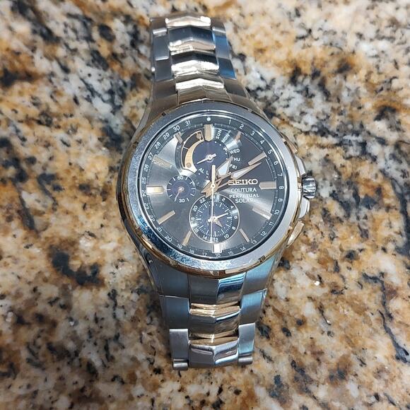 Seiko Coutura Perpetual Solar Watch Model V198-0AB0 Stainless Steel - Picture 15 of 15